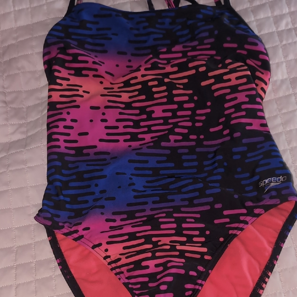 Speedo Women's Pink and Blue One Piece Swimsuit